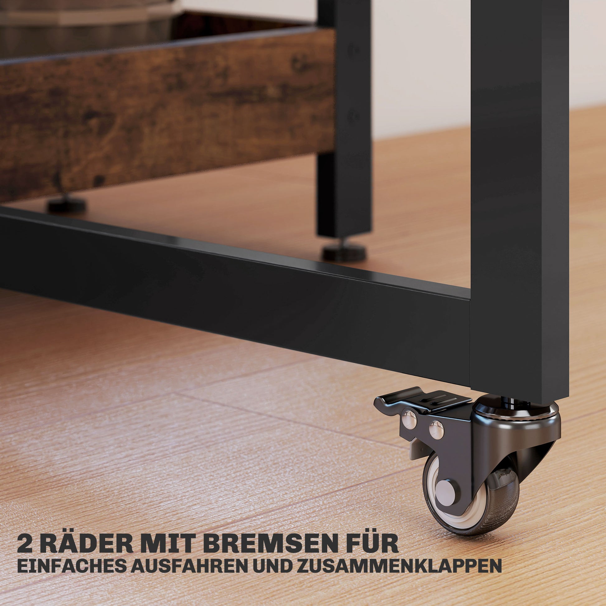 Folding Dining Table for 2-4 People with 2 Open Shelves, Kitchen Table with Wheels for Small Spaces, Dining Room, Kitchen 133.4 x 80 x 75 cm Rustic Brown