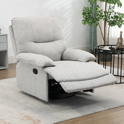 Reclining TV Armchair with Function, Linen-Look, Swivel TV Armchair with Pocket Spring System, Footrest, for Living Room, Bedroom, Up to 160 kg Load Capacity, Light Gray