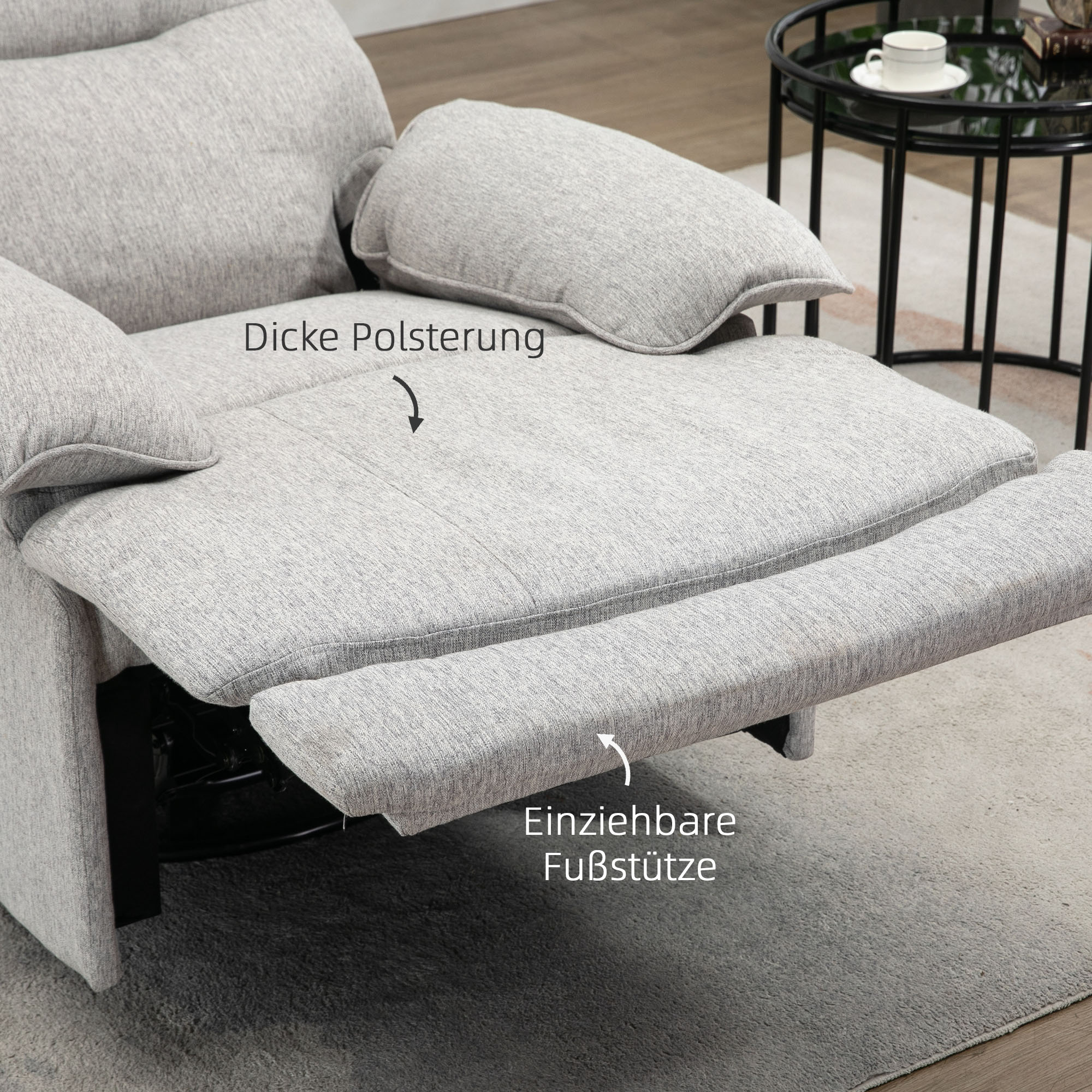 Reclining TV Armchair with Function, Linen-Look, Swivel TV Armchair with Pocket Spring System, Footrest, for Living Room, Bedroom, Up to 160 kg Load Capacity, Light Gray