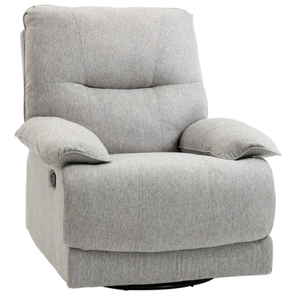 Reclining TV Armchair with Function, Linen-Look, Swivel TV Armchair with Pocket Spring System, Footrest, for Living Room, Bedroom, Up to 160 kg Load Capacity, Light Gray