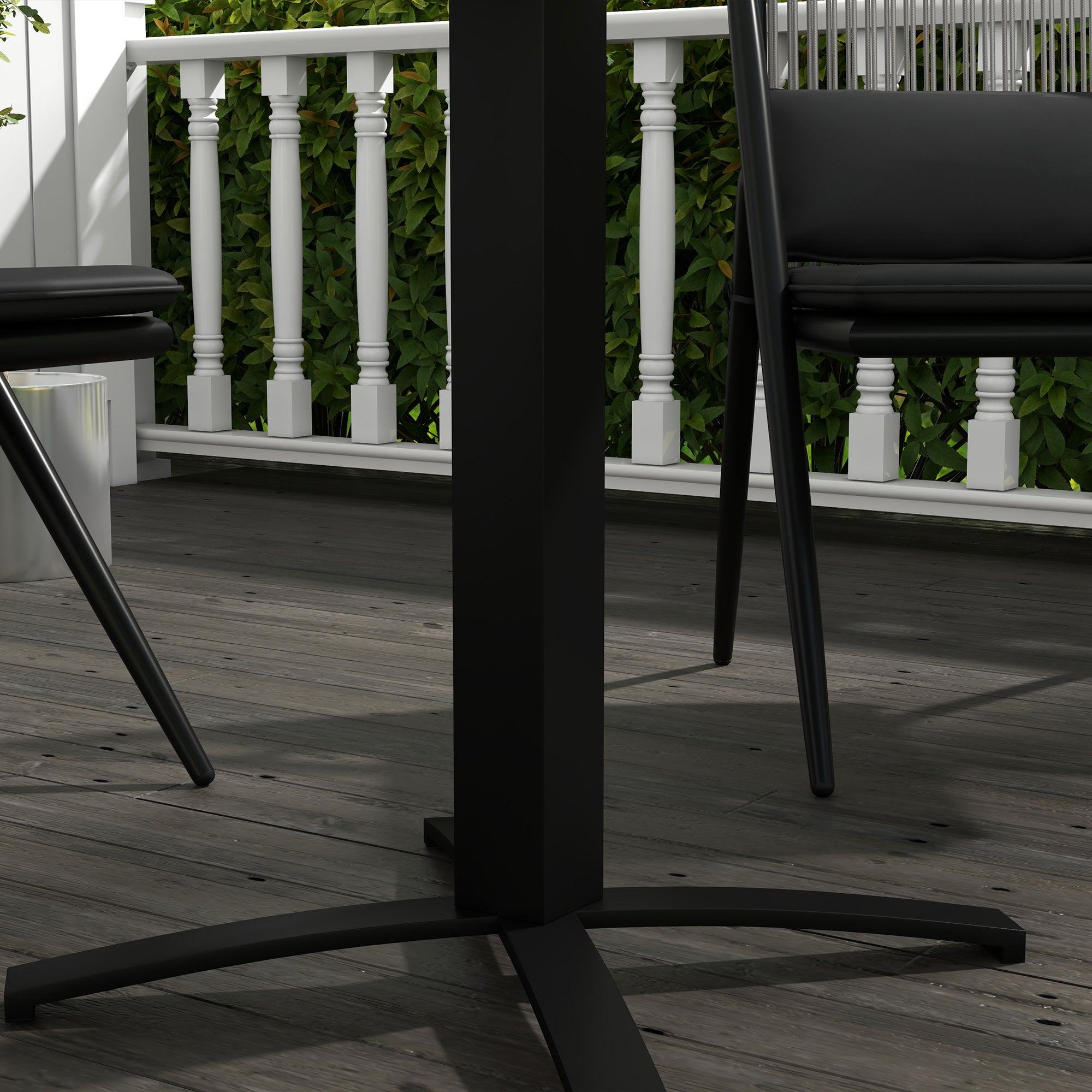 Garden Table, Dining Table for 4 People, Square Patio Table with Wood-Look Finish for Terrace, Aluminum, Gray, 70 x 70 x 76 cm