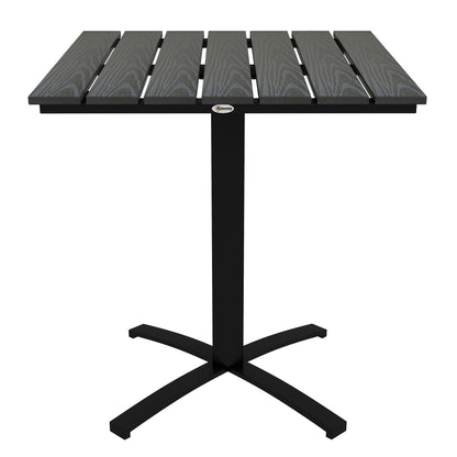 Garden Table, Dining Table for 4 People, Square Patio Table with Wood-Look Finish for Terrace, Aluminum, Gray, 70 x 70 x 76 cm