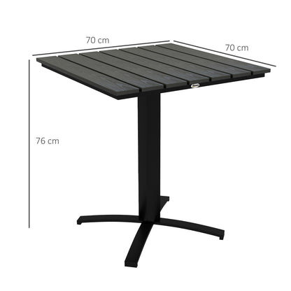 Garden Table, Dining Table for 4 People, Square Patio Table with Wood-Look Finish for Terrace, Aluminum, Gray, 70 x 70 x 76 cm
