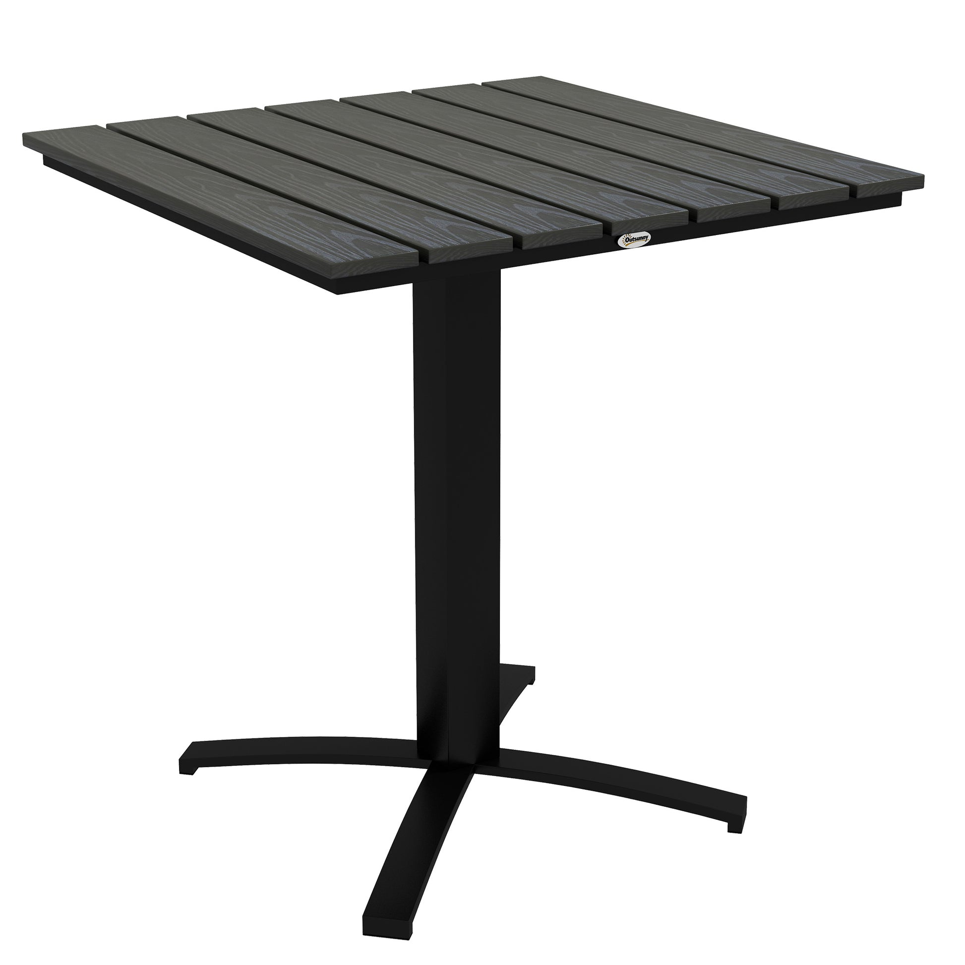 Garden Table, Dining Table for 4 People, Square Patio Table with Wood-Look Finish for Terrace, Aluminum, Gray, 70 x 70 x 76 cm