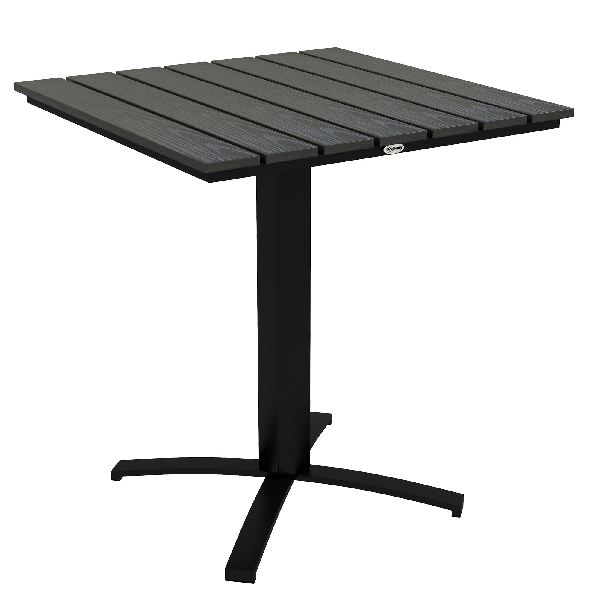 Garden Table, Dining Table for 4 People, Square Patio Table with Wood-Look Finish for Terrace, Aluminum, Gray, 70 x 70 x 76 cm