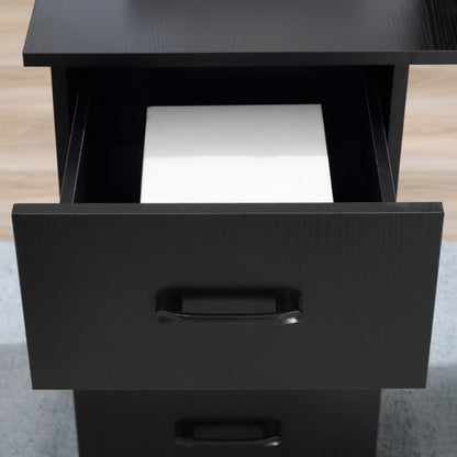 Computer Desk with 3 Drawers and 3 Shelves, Desk for Bedroom and Office 120x49x72cm, Black