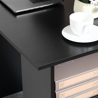 Computer Desk with 3 Drawers and 3 Shelves, Desk for Bedroom and Office 120x49x72cm, Black
