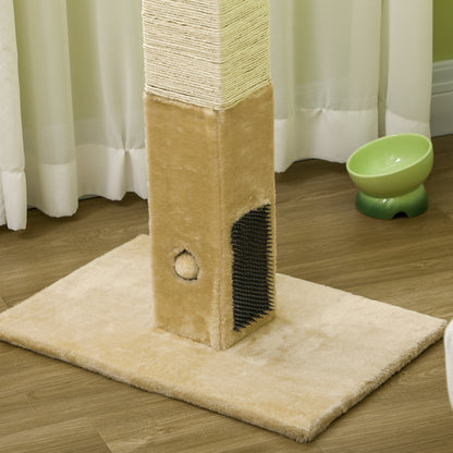 Cat Scratching Post 79 cm High Scratching Pole Cat Tree with Fur Brushes 2 Play Balls, Sisal Rope, Cat Scratcher for Medium Cats, Beige