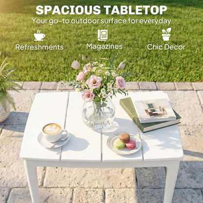 Outdoor Coffee Table with Cylindrical Legs, Rectangular PP Plastic Garden Side Table, Modern Style — for Garden, Balcony, Terrace — 53 x 70 x 39 cm (20.9 x 27.6 x 15.4 in), Cream