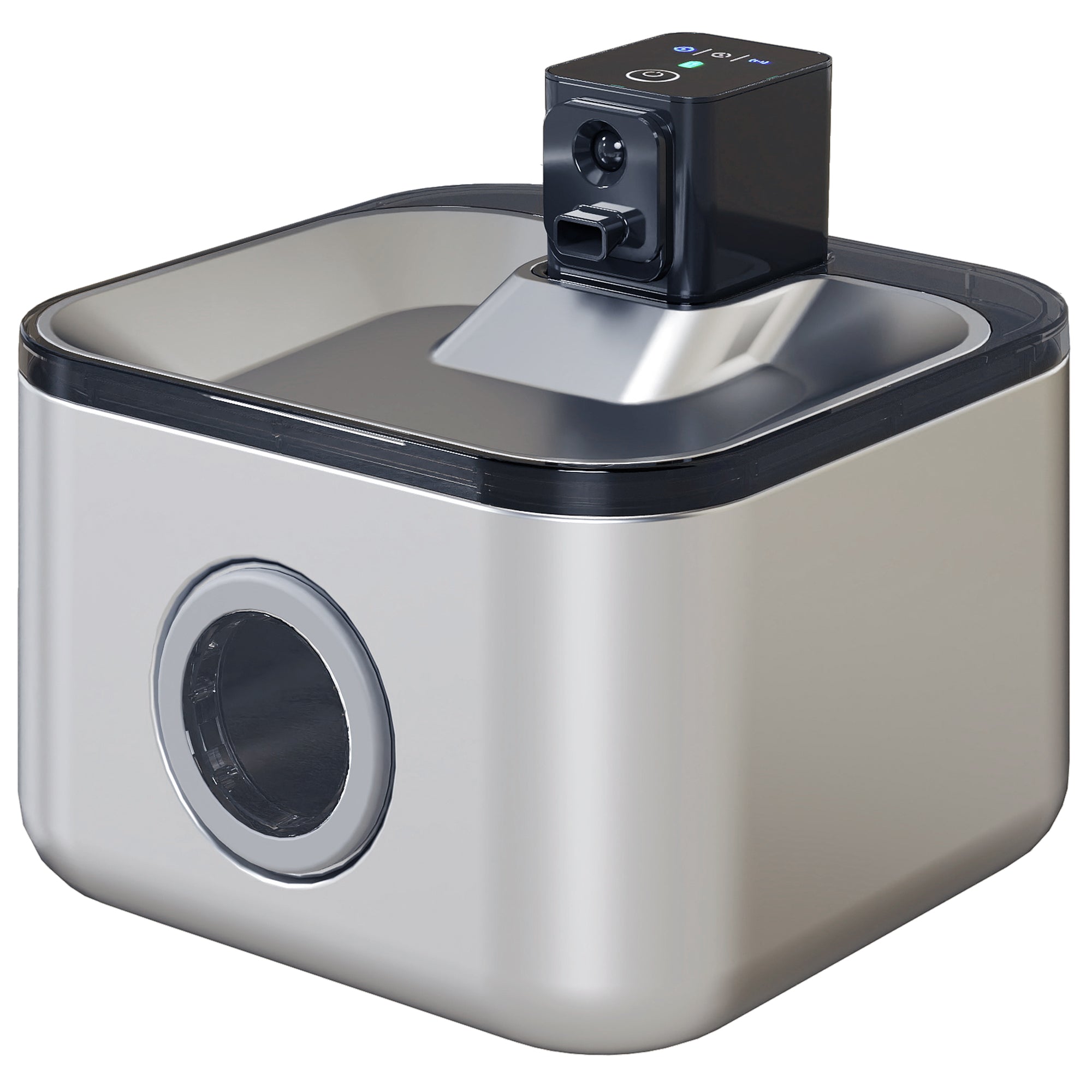Automatic Stainless Steel 4.2L Wireless Cat Water Fountain, with LED Indicator, Ultra-Quiet Pump, 4,000 mAh Battery, USB Charger, Silver