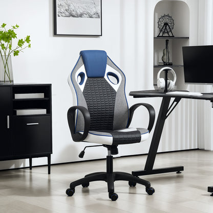 Gaming Chair Upholstered in PU and Mesh Gamer Swivel Chair with Rocking Function Adjustable Height for Home Office Study Multicolor