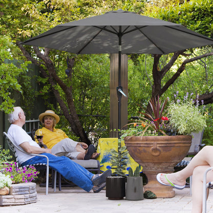 270 cm (8.9 ft) Tilt Patio Umbrella with Crank – UV 50+ Market Parasol, Wind-Resistant Garden/Balcony/Terrace Umbrella, Dark Gray