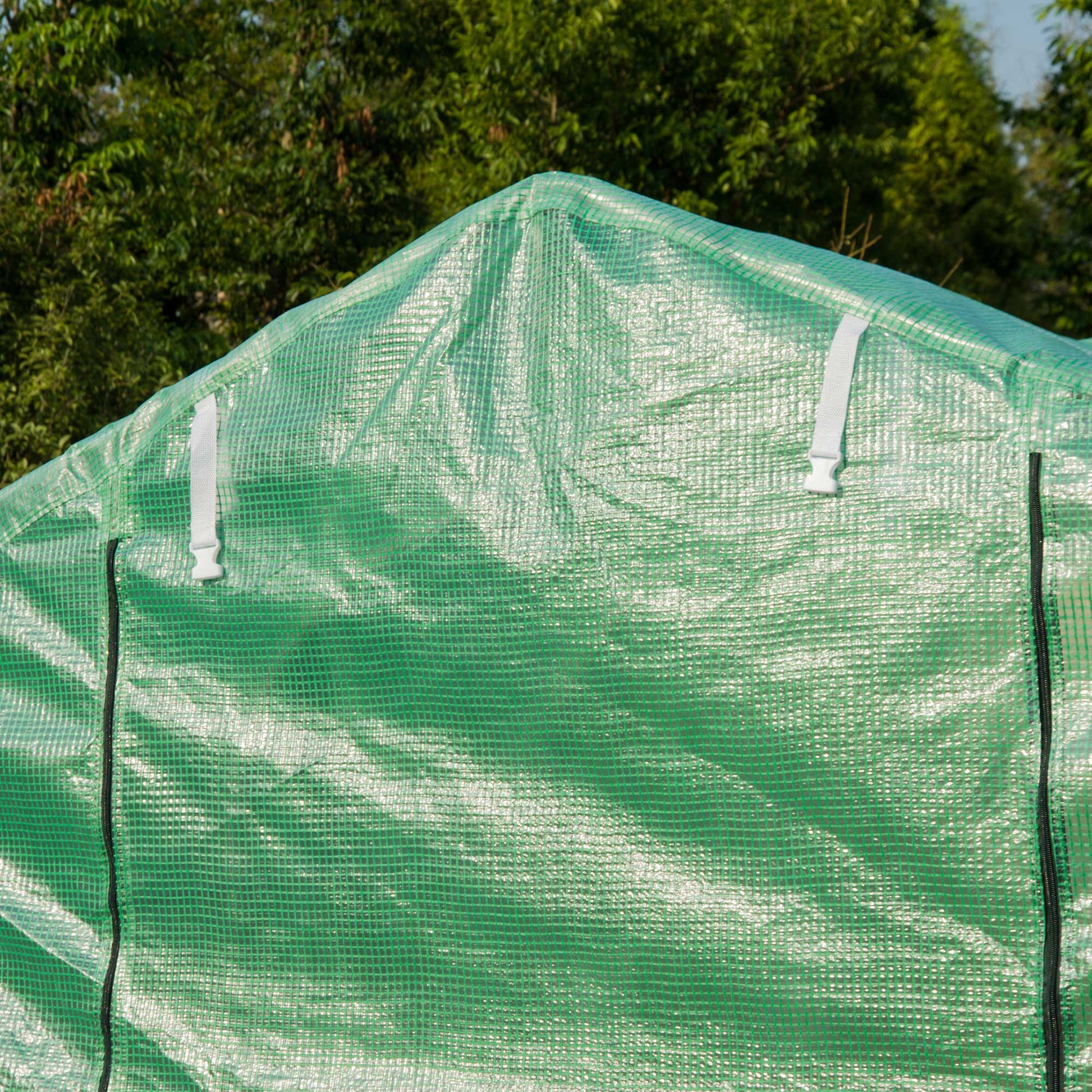 Outdoor Greenhouse 4x2x2 m Tunnel Greenhouse with 8 Mesh Windows and Door Garden Greenhouse for Patio Garden Green
