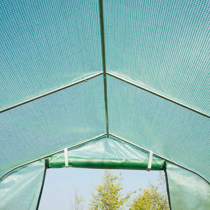 Outdoor Greenhouse 4x2x2 m Tunnel Greenhouse with 8 Mesh Windows and Door Garden Greenhouse for Patio Garden Green