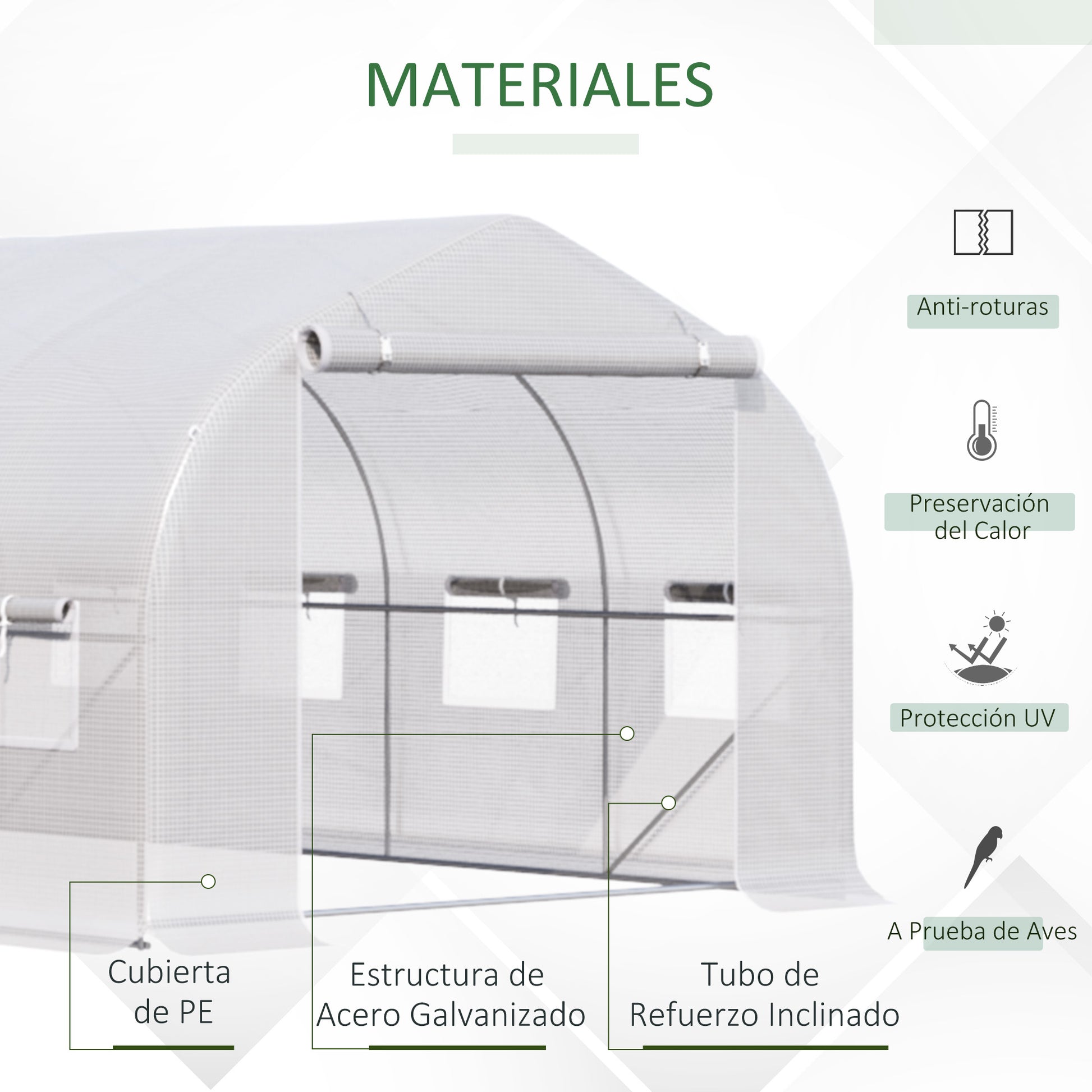 Outdoor Greenhouse 4x2x2 m Tunnel Greenhouse with 8 Mesh Windows and Door Garden Greenhouse for Patio Garden Green