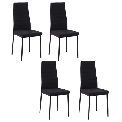 Set of 4 Upholstered Dining Chairs in Linen Modern Kitchen Chairs with High Back and Metal Legs Load 120 kg for Living Room 41x50x97 cm Black