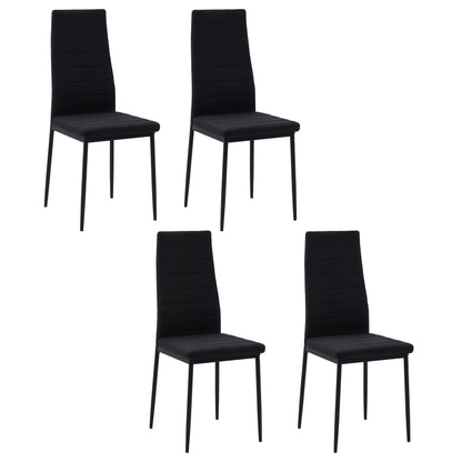Set of 4 Upholstered Dining Chairs in Linen Modern Kitchen Chairs with High Back and Metal Legs Load 120 kg for Living Room 41x50x97 cm Black