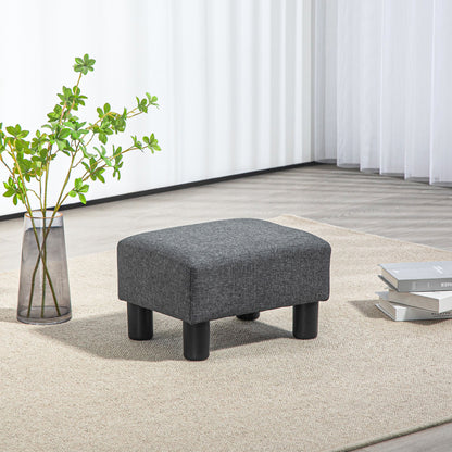 Seat Stool Footstool with Linen Look Modern Ottoman Upholstered Footrest Ottomane for Bedroom, Living Room, Dark Gray