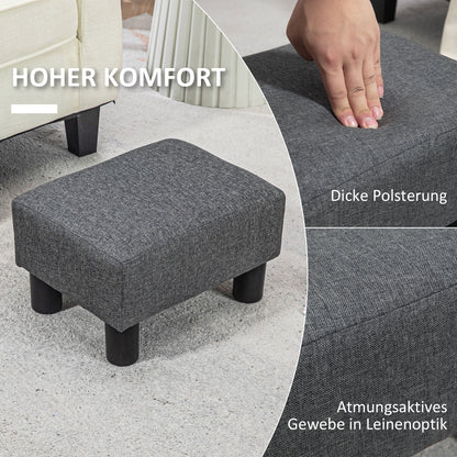 Seat Stool Footstool with Linen Look Modern Ottoman Upholstered Footrest Ottomane for Bedroom, Living Room, Dark Gray