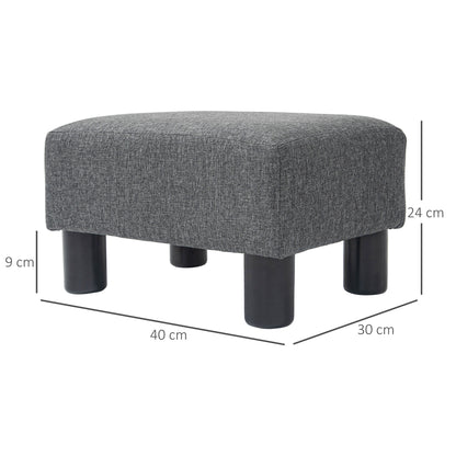Seat Stool Footstool with Linen Look Modern Ottoman Upholstered Footrest Ottomane for Bedroom, Living Room, Dark Gray