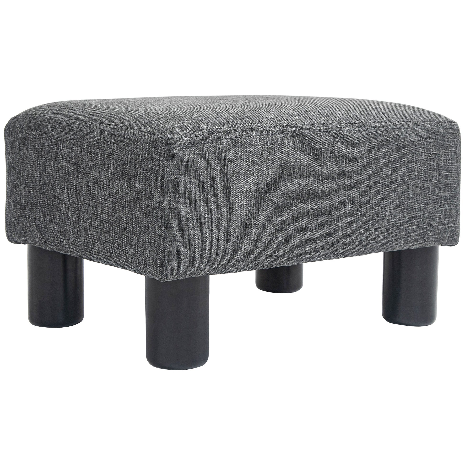 Seat Stool Footstool with Linen Look Modern Ottoman Upholstered Footrest Ottomane for Bedroom, Living Room, Dark Gray