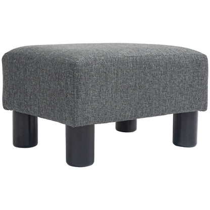 Seat Stool Footstool with Linen Look Modern Ottoman Upholstered Footrest Ottomane for Bedroom, Living Room, Dark Gray
