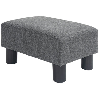 Seat Stool Footstool with Linen Look Modern Ottoman Upholstered Footrest Ottomane for Bedroom, Living Room, Dark Gray