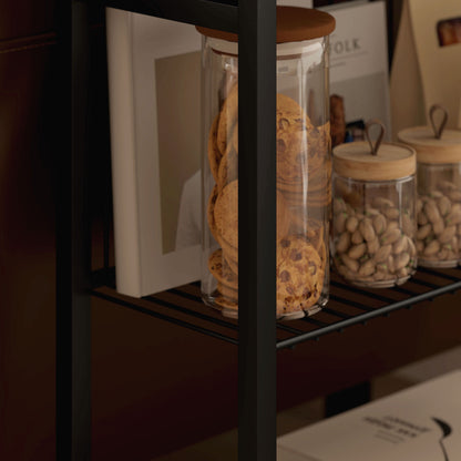 Narrow 3-Level Side Table Industrial Side Table with Open Shelves and Steel Structure for Living Room Bedroom 43x18x62.5 cm Gray