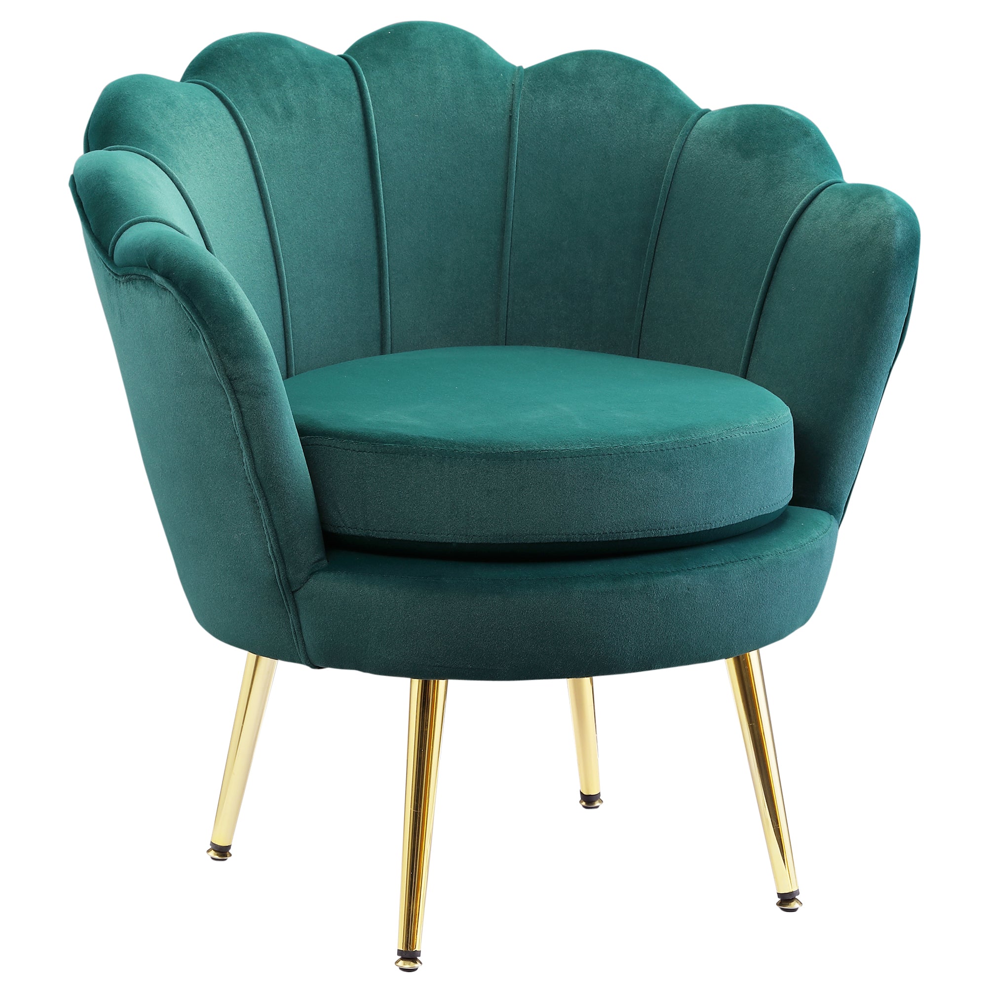 Shell Armchair, Vintage Armchair, Bedroom and Living Room Armchair, Elegant Design, with High Backrest, 76x67x74cm, Dark Green