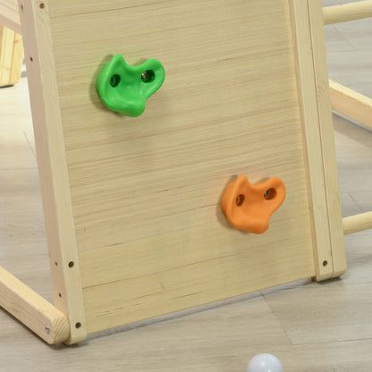 5-in-1 Play Area Climbing Set with Swing, Horizontal Ladder, Climbing Net, Climbing Wall, Climbing Toys for Kids, 120 x 105 x 120 cm, Natural Beech Wood