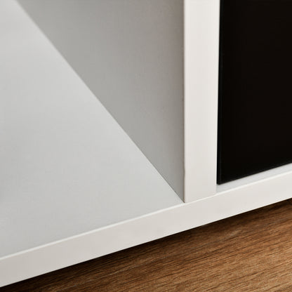 TV Stand for TVs up to 60" Modern Style Living Room TV Table with 2 Drawers and Open Compartment 140x30x32 cm White and Black