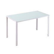 Glass Dining Table Rectangular Table for 4-6 People with Metal Legs Multifunctional for Kitchen Living Room 120x60x75 cm White