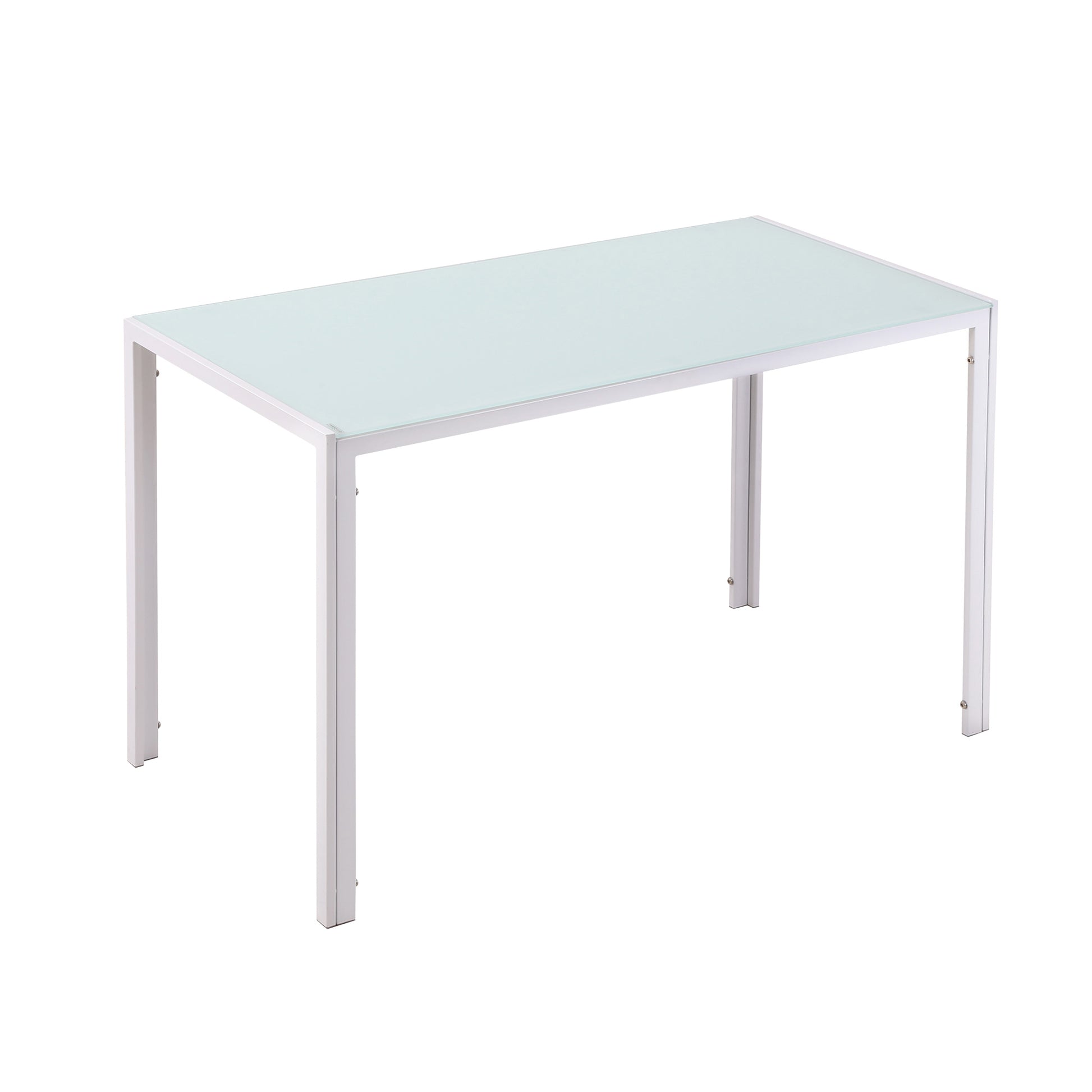 Glass Dining Table Rectangular Table for 4-6 People with Metal Legs Multifunctional for Kitchen Living Room 120x60x75 cm White