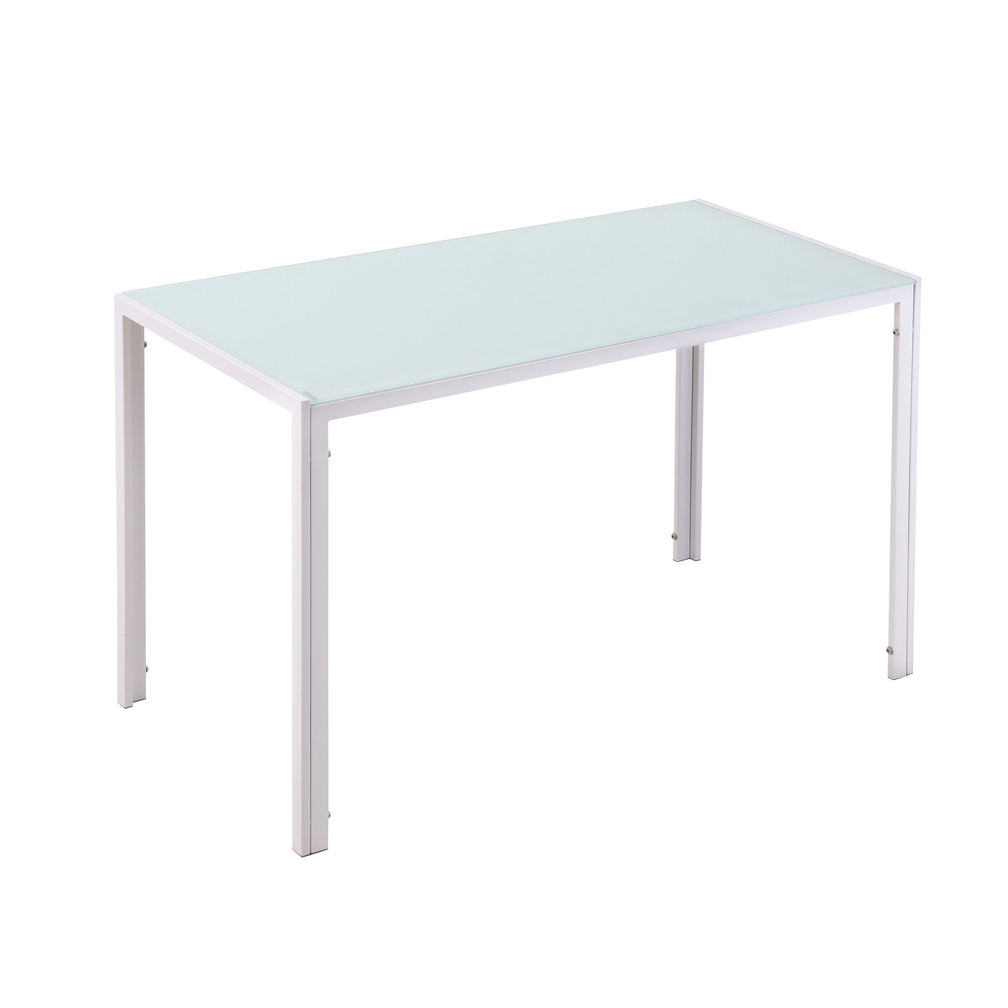 Glass Dining Table Rectangular Table for 4-6 People with Metal Legs Multifunctional for Kitchen Living Room 120x60x75 cm White
