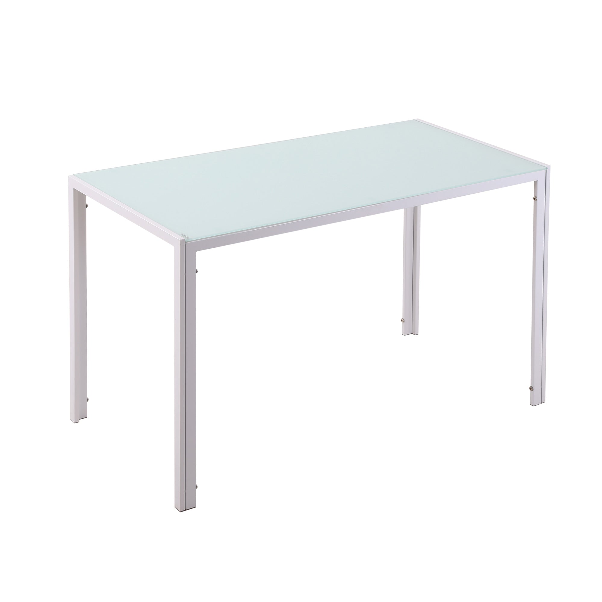 Glass Dining Table Rectangular Table for 4-6 People with Metal Legs Multifunctional for Kitchen Living Room 120x60x75 cm White