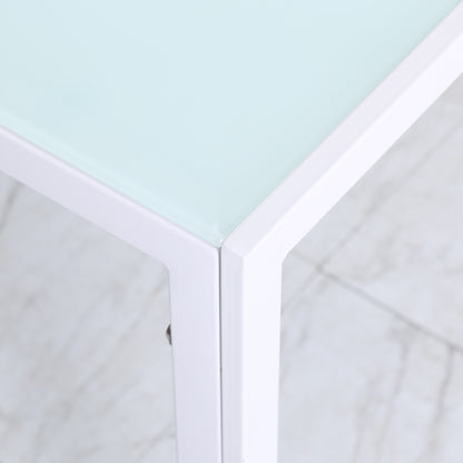 Glass Dining Table Rectangular Table for 4-6 People with Metal Legs Multifunctional for Kitchen Living Room 120x60x75 cm White