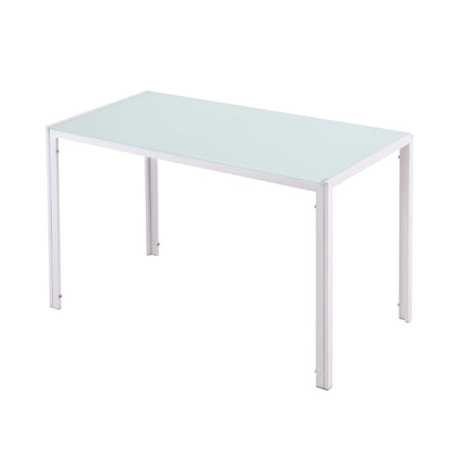 Glass Dining Table Rectangular Table for 4-6 People with Metal Legs Multifunctional for Kitchen Living Room 120x60x75 cm White