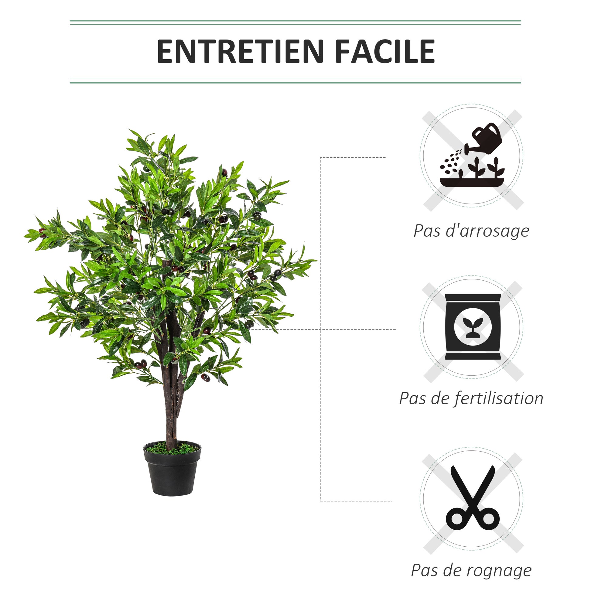 Artificial Olive Tree Artificial Plant Height 1.2 m Trunk Branches Lichen Leaves Highly Realistic Pot Included