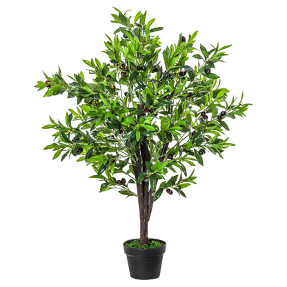 Artificial Olive Tree Artificial Plant Height 1.2 m Trunk Branches Lichen Leaves Highly Realistic Pot Included