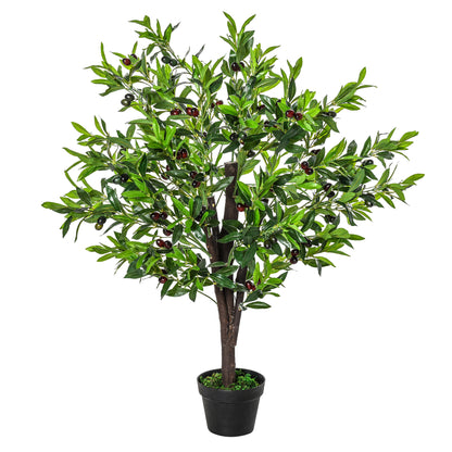 Artificial Olive Tree Artificial Plant Height 1.2 m Trunk Branches Lichen Leaves Highly Realistic Pot Included