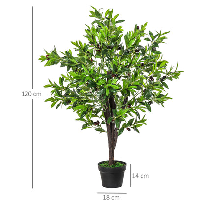 Artificial Olive Tree Artificial Plant Height 1.2 m Trunk Branches Lichen Leaves Highly Realistic Pot Included