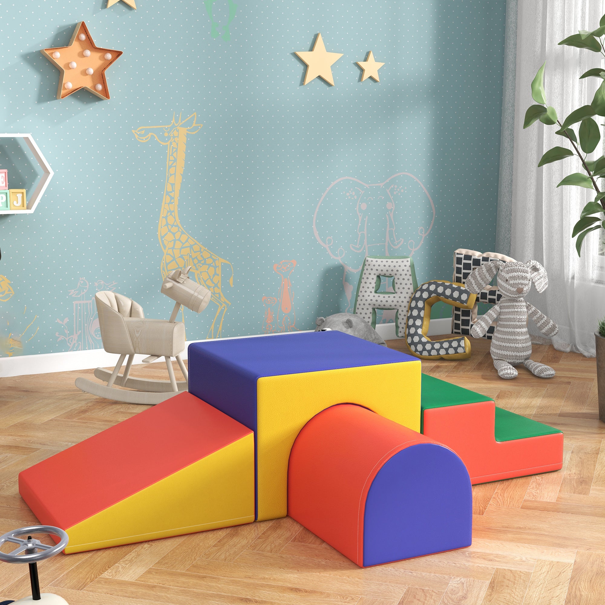 4-Piece Foam Building Blocks Children Soft Building Blocks Climbing Building Blocks Soft Foam Building Blocks Giant Building Blocks Building Toy Set for Babies & Toddlers Red
