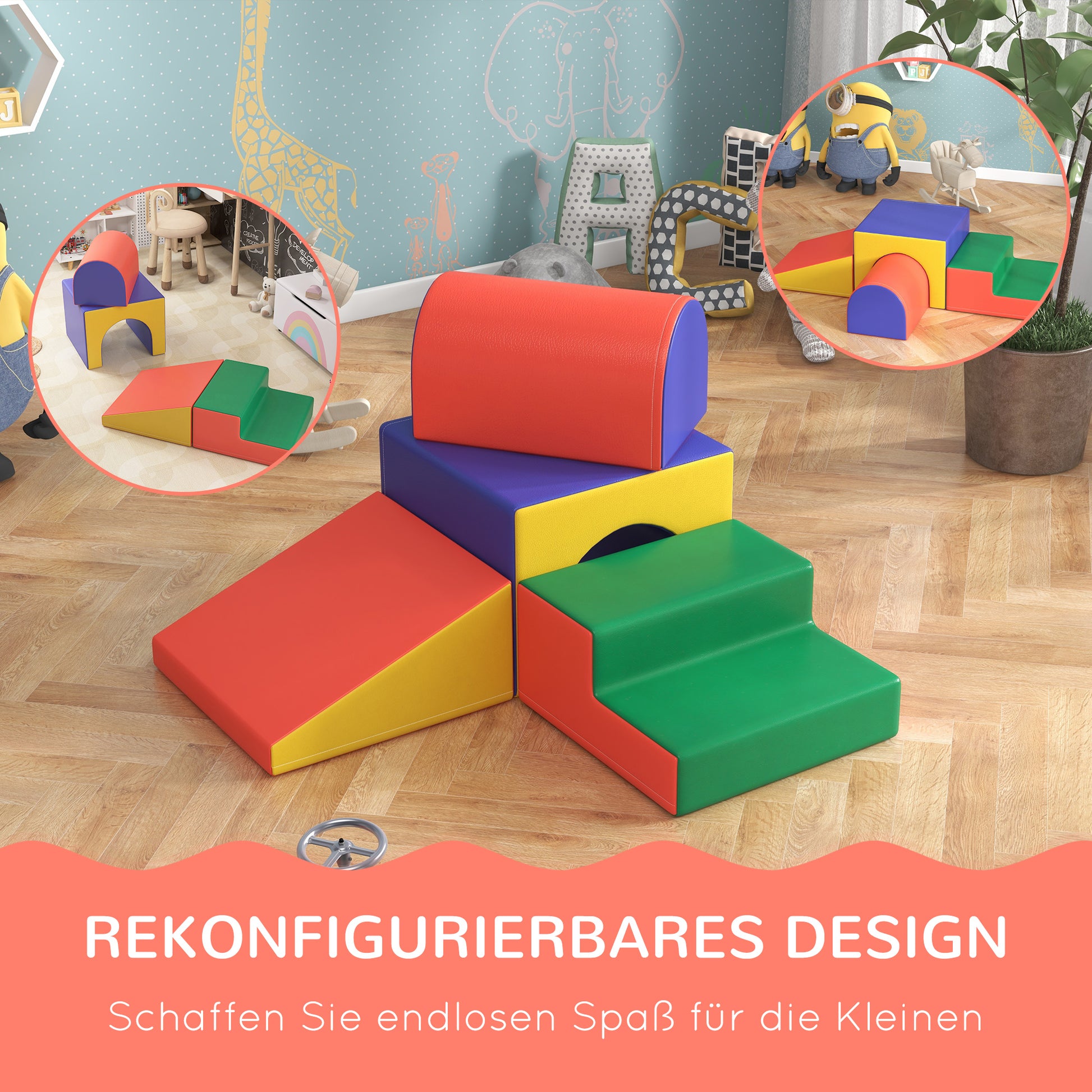 4-Piece Foam Building Blocks Children Soft Building Blocks Climbing Building Blocks Soft Foam Building Blocks Giant Building Blocks Building Toy Set for Babies & Toddlers Red