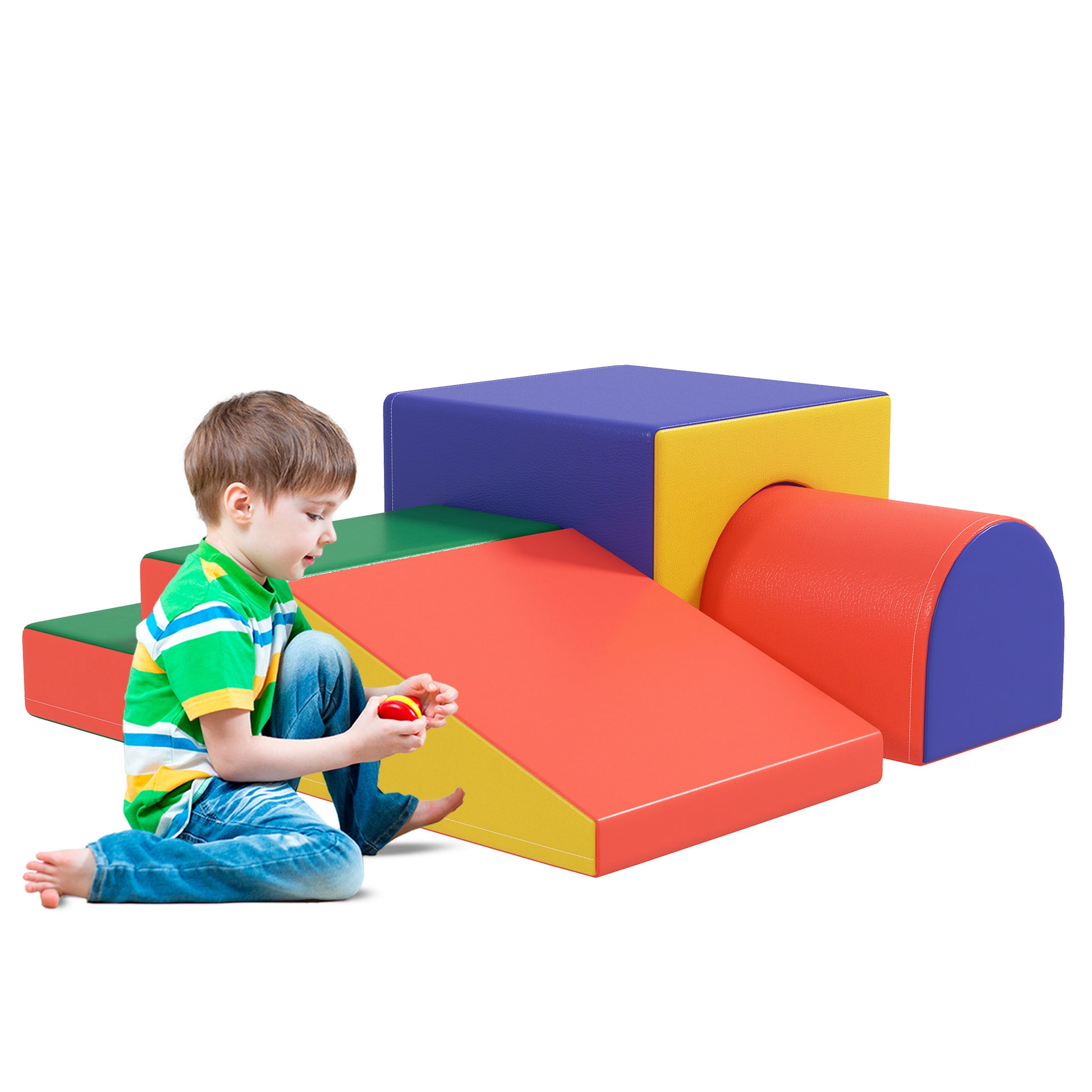 4-Piece Foam Building Blocks Children Soft Building Blocks Climbing Building Blocks Soft Foam Building Blocks Giant Building Blocks Building Toy Set for Babies & Toddlers Red