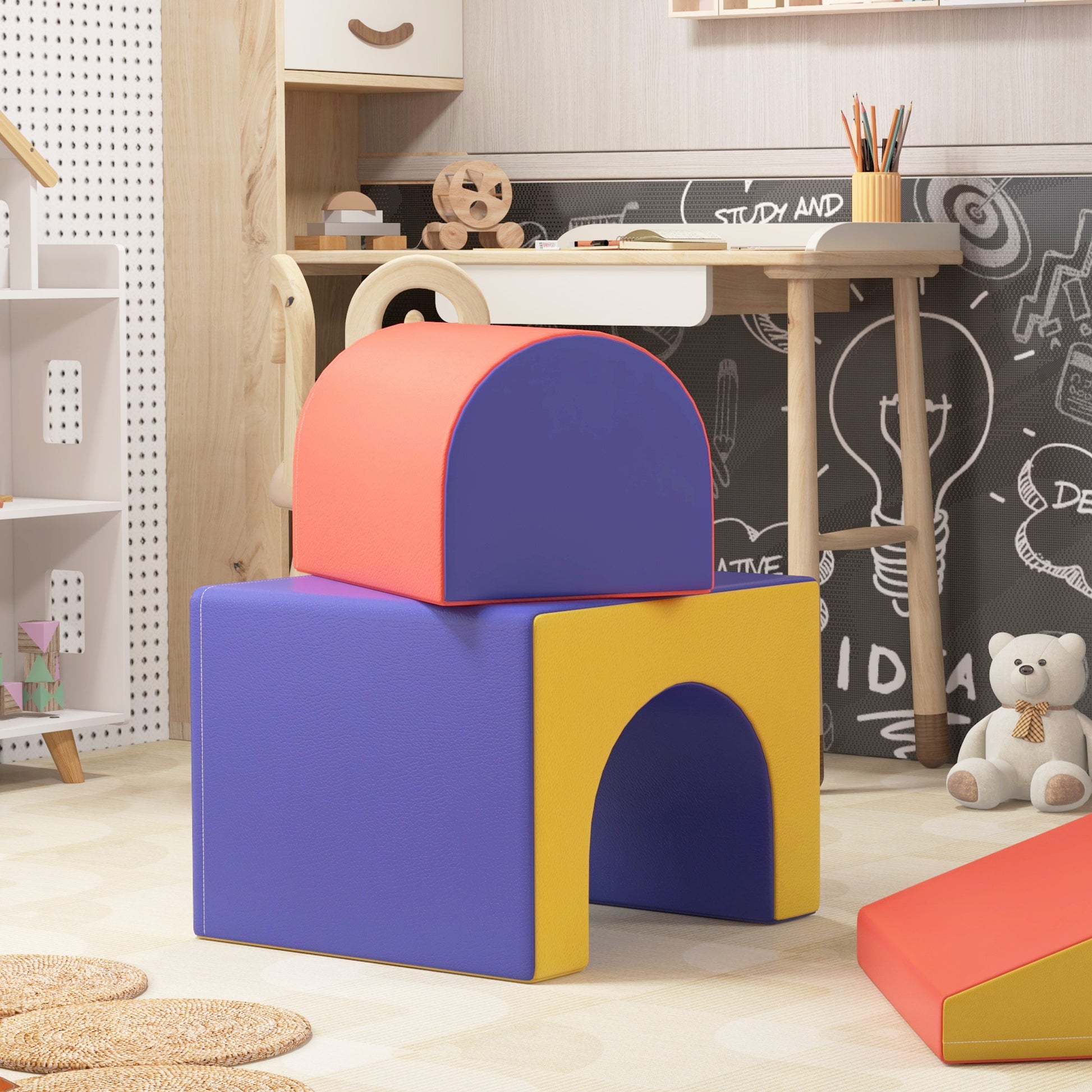 4-Piece Foam Building Blocks Children Soft Building Blocks Climbing Building Blocks Soft Foam Building Blocks Giant Building Blocks Building Toy Set for Babies & Toddlers Red