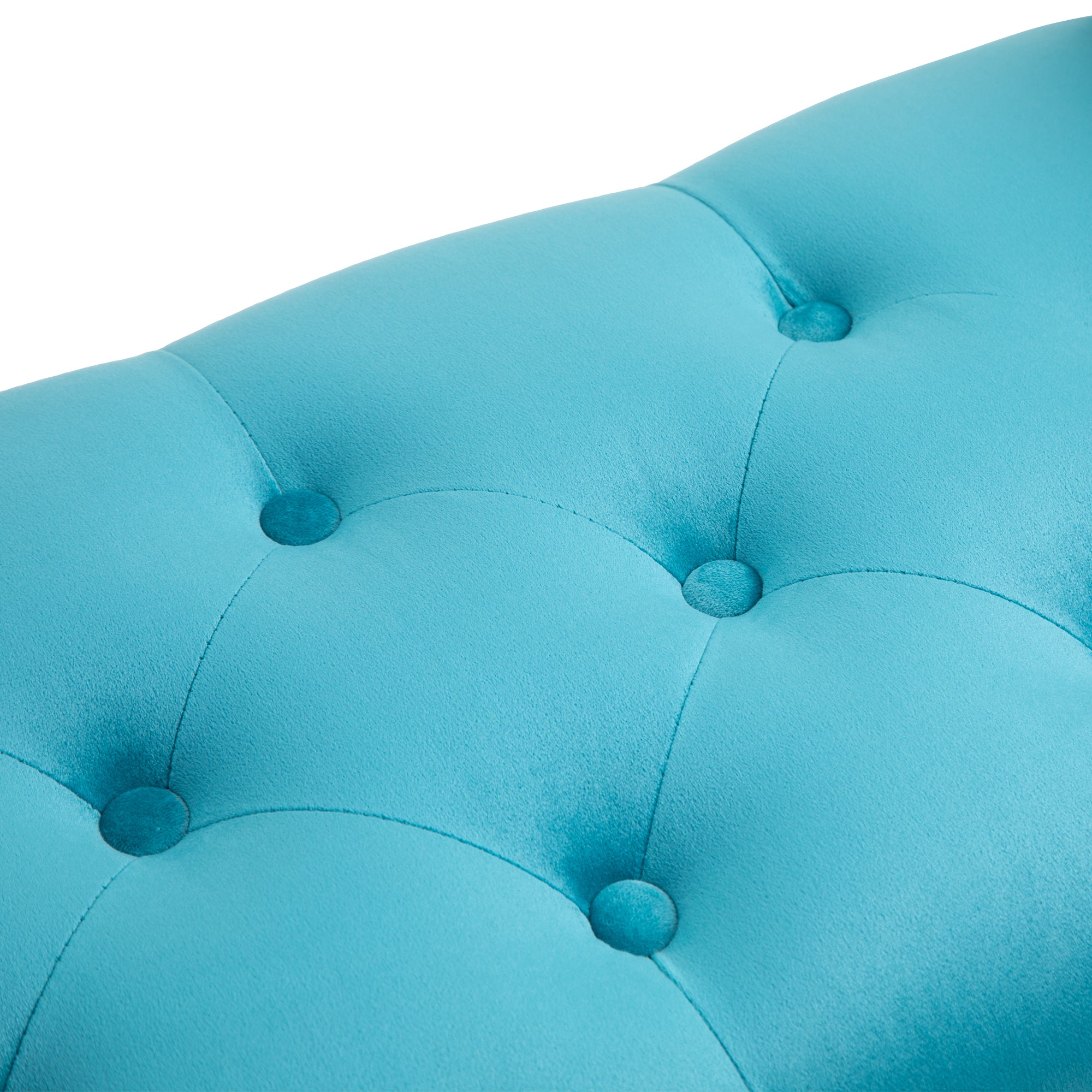 Vintage Style End of Bed Bench, Wooden Frame and Upholstered Chesterfield Seat, Blue 117 x 40 x 58cm