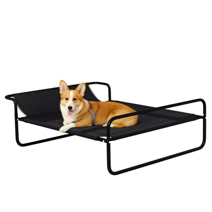 Dog Lounger Outdoor, Elevated Dog Bed with Breathable Mesh Cover, Pet Bed for Small and Medium Dogs Black 91 x 69 x 29 cm