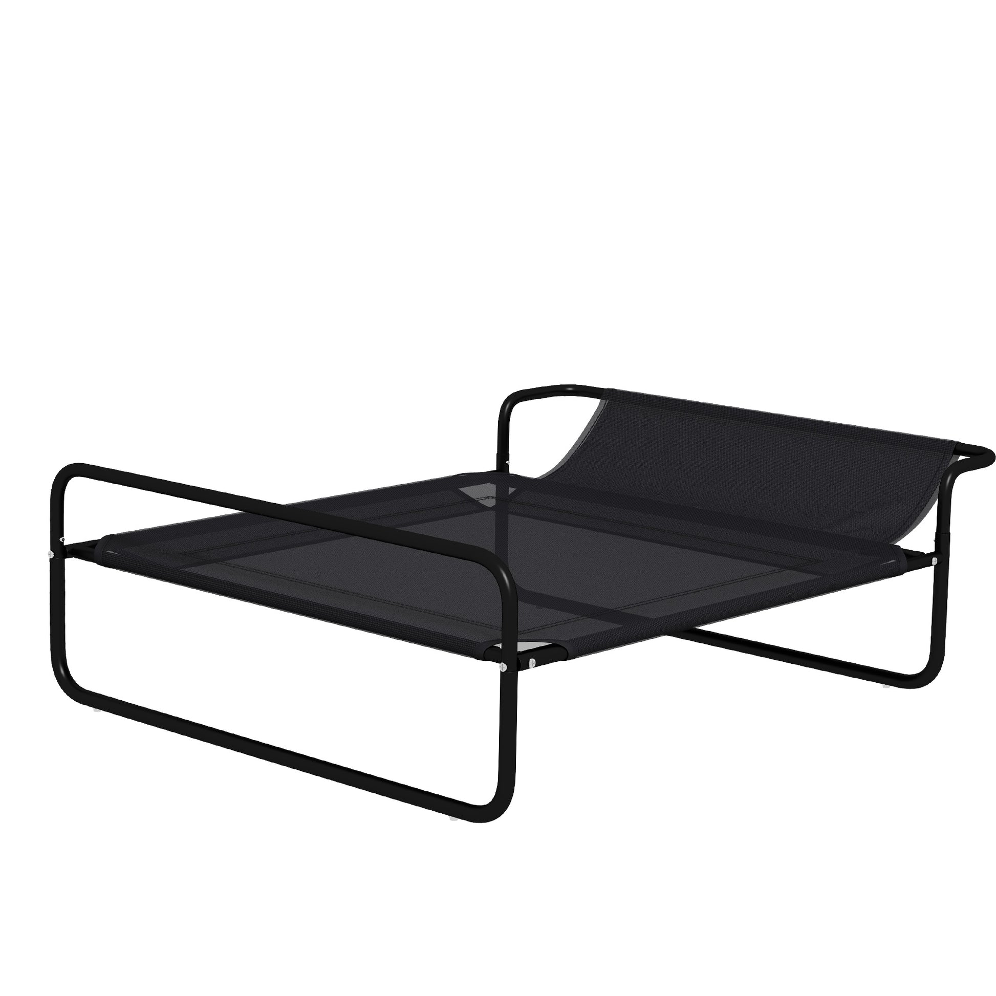 Dog Lounger Outdoor, Elevated Dog Bed with Breathable Mesh Cover, Pet Bed for Small and Medium Dogs Black 91 x 69 x 29 cm