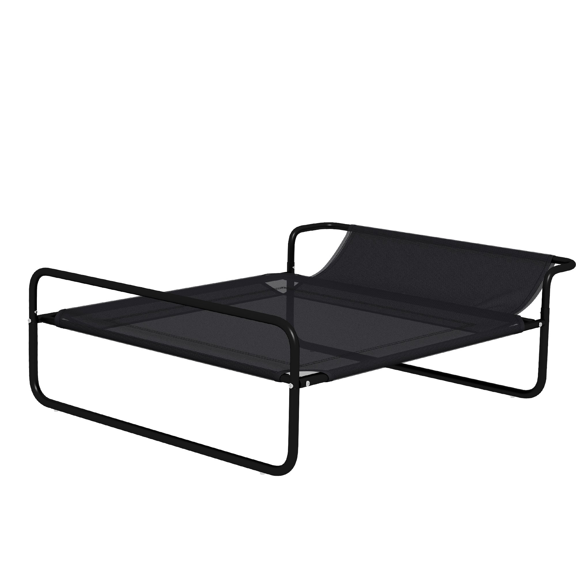 Dog Lounger Outdoor, Elevated Dog Bed with Breathable Mesh Cover, Pet Bed for Small and Medium Dogs Black 91 x 69 x 29 cm