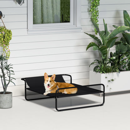 Dog Lounger Outdoor, Elevated Dog Bed with Breathable Mesh Cover, Pet Bed for Small and Medium Dogs Black 91 x 69 x 29 cm